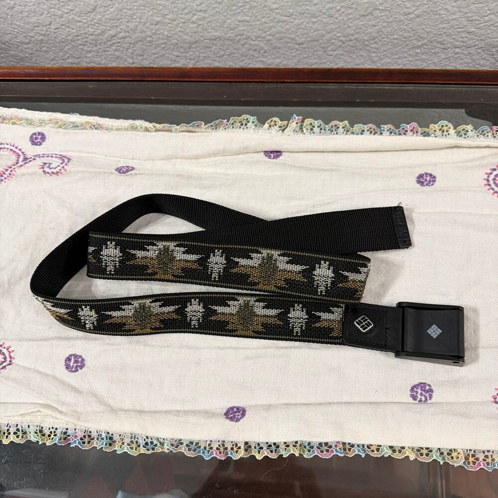 Columbia Black Woven Belt with Geometric Pattern Size Small/Med.